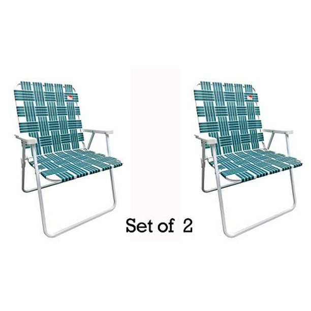 Vintage Folding Aluminum Chair Green Webbed Patio Lawn Chair Metal Armrests